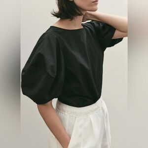 Mijeong Park BALLOON SLEEVE BLOUSE top bluish black sz M